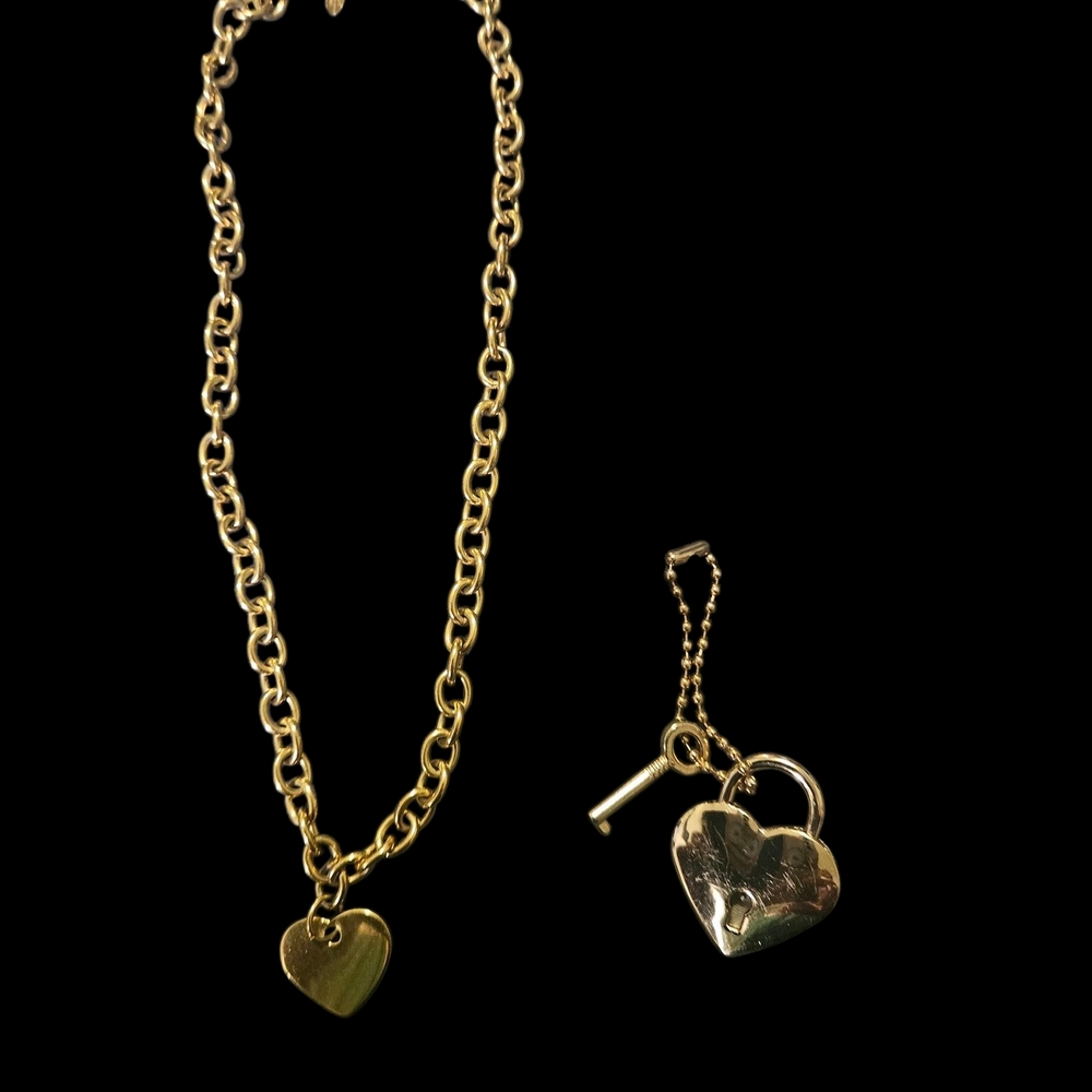 Edford Stainless Steel Gold Heart Necklace with Classic Chain - Picture 5 of 6